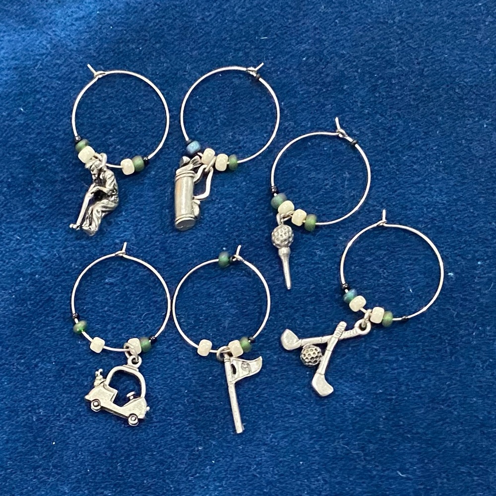 Golfing Wine Glass Charms - Set of 6